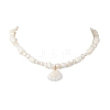 Natural Clam Shell Pendant Necklaces NJEW-JN05241-4