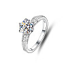 Rhodium Plated 925 Sterling Silver Micro Pave Moissanite Finger Rings WG38657-01-3