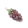 5Pcs 5 Colors Handmade Copper Wired Glass Beaded Grape Pendants PALLOY-CJ00102-4