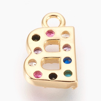 Brass Micro Pave Cubic Zirconia Charms LS-ZIRC-F089-01G-B-1