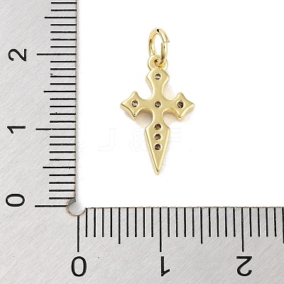 Cross Rack Plating Brass Clear Cubic Zirconia Pendants KK-M293-18G-1
