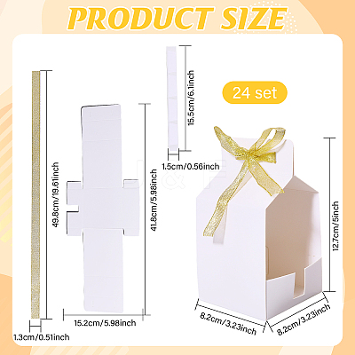 Square Blank Paper Gift Storage Boxes with Ribbon CON-WH0089-115-1