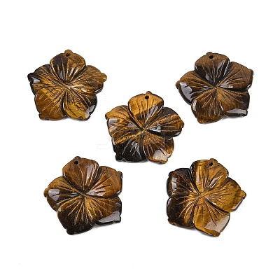 Natural Tiger Eye Carved Pendants G-B097-01A-07-1