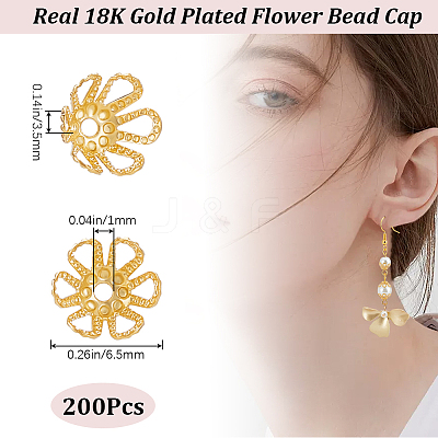 200Pcs Brass Bead Caps KK-BBC0012-40-1