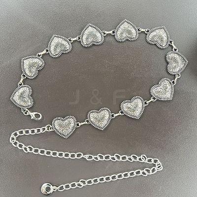 Tibetan Style Alloy Embossed Floral Heart Link Waist Belly Chains for Women FS-WG5DD44-01-1