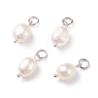 Grade B Natural Cultured Freshwater Pearl Charms PALLOY-JF01497-02-1