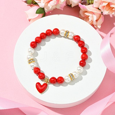 Valentine's Day Natural Dyed Mashan Jade Beaded Stretch Bracelets for Women X1-BJEW-TA00575-1