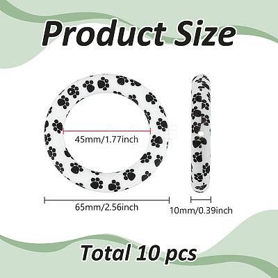10Pcs Food Grade Eco-Friendly Silicone Pendants SIL-ME0001-03-1