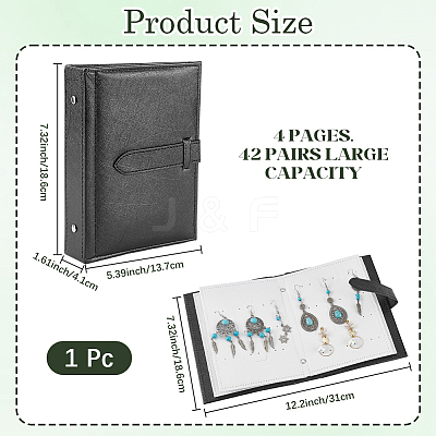 Portable PU Leather Earring Display Book EDIS-CL0001-02B-1