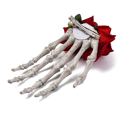 Skeleton with Rose Flower Plastic Alligator Hair Clips PHAR-M015-01A-1