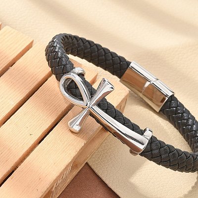 Braided Microfiber Leather Cord Bracelets BJEW-Q010-05A-1