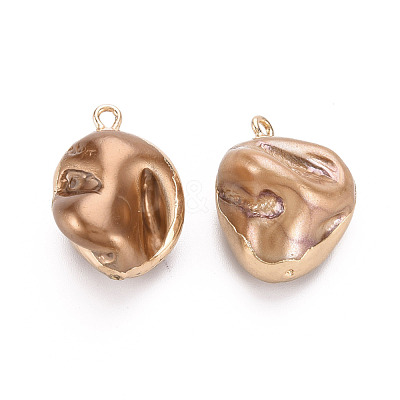 Electroplate Freshwater Shell Pendants SHEL-T018-12G-05-1