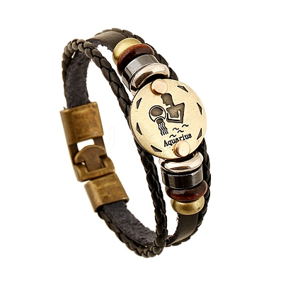 Braided Cowhide Cord Multi-Strand Bracelets PW-WG49322-12-1