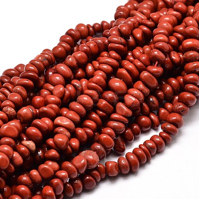 Natural Red Jasper Chip Beads Strands X-G-E271-124-1