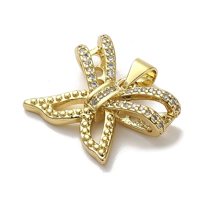 Rack Plating Brass Micro Pave Clear Cubic Zirconia Pendants KK-R158-06G-1