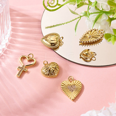 6Pcs 6 Styles Brass Pendants KK-TA0002-23-1