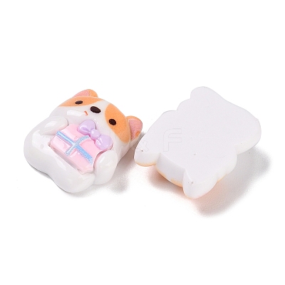 Opaque Resin Puppy Cabochons X-RESI-K027-32-1