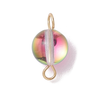 Dyed Synthetic Moonstone Round Connector Charms PALLOY-JF02690-01-1