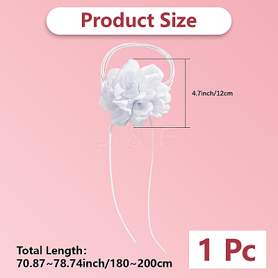 1Pc Retro Cloth Rose Flower Waxed Cord Wrap Choker Necklaces for Women NJEW-CP0001-05B-1
