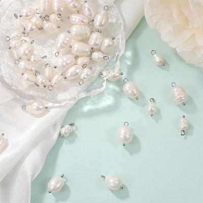60Pcs 3 Styles Natural Cultured Freshwater Pearl Pendants PALLOY-SW0008-02-1