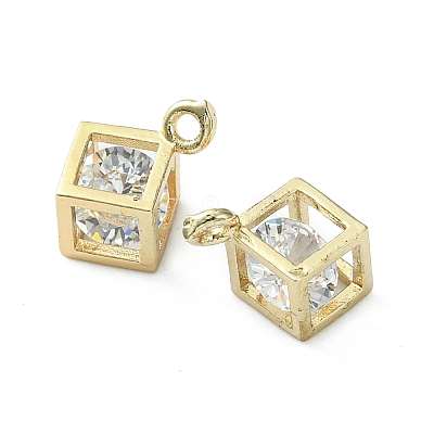 Brass Cubic Zirconia Charms KK-G462-56KCG-1