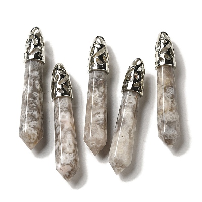Natural Crazy Agate Pointed Big Pendants G-Z055-01P-24-1