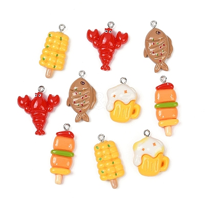 10Pcs 5 Styles Opaque Resin Imitation Food Pendants RESI-YW0003-24-1