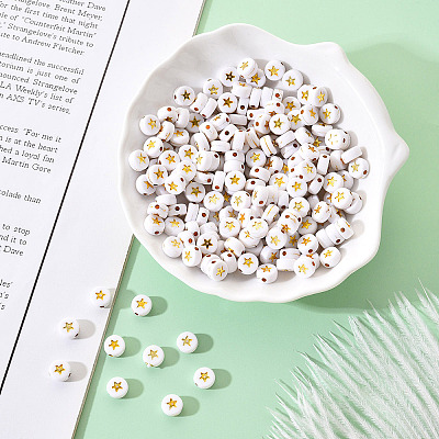 White Opaque Acrylic Beads PACR-YW0001-04A-1