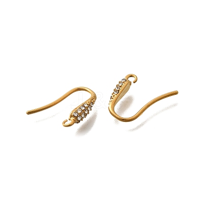 304 Stainless Steel Rhinestone Earring Hooks STAS-D310-01G-01-1