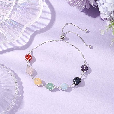 Natural Gemstone Slider Bracelets for Women BJEW-JB11131-02-1