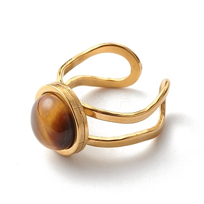 Natural & Synthetic Mixed Gemstones Cuff Ring RJEW-JR00366-1