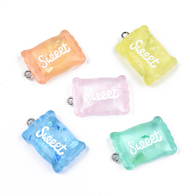 Transparent Resin Pendants RESI-S356-54A-1