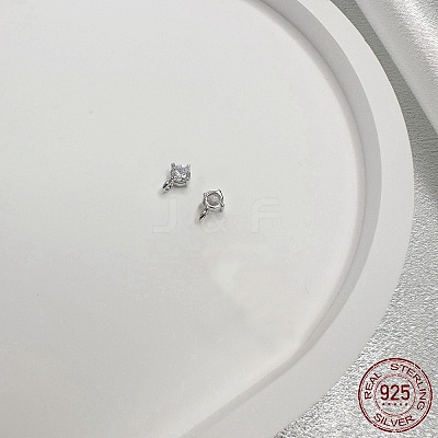 Rhodium Plated 925 Sterling Silver Micro Pave Clear Cubic Zirconia Charms STER-P054-11A-P-1