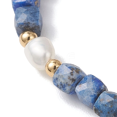 Natural Mixed Gemstone Cube Beads Stretch Bracelets for Women BJEW-JB13176-1