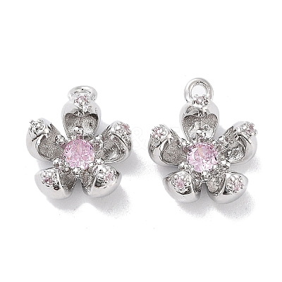 Brass Micro Pave Cubic Zirconia Charms KK-F871-34P-1