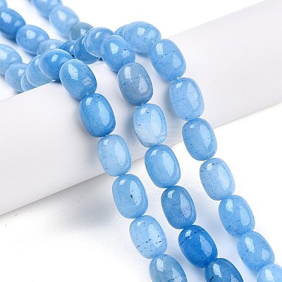 Barrel Shaped Dyed Natural Aquamarine Beads Strands G-S114-25-01-1