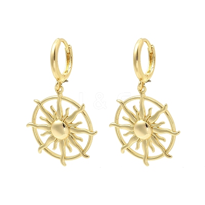 Sun Brass Hoop Earrings EJEW-H180-30C-G-1
