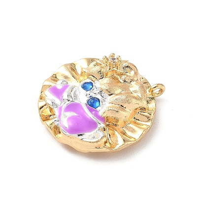 Brass Micro Pave Cubic Zirconia Enamel Pendants KK-L250-08G-12-1