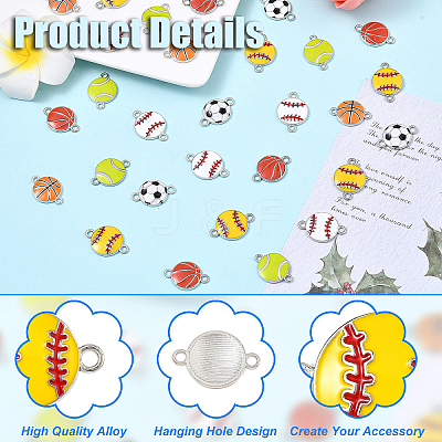 36Pcs 6 Styles Alloy Enamel Connector Charms ENAM-YW0008-07-1