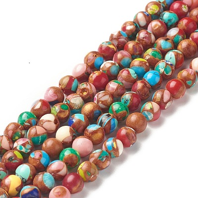 Assembled Natural & Dyed Magnesite Beads Strands G-L575-02K-A-1