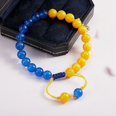 Stone Braided Bead Bracelet BJEW-SW00019-1