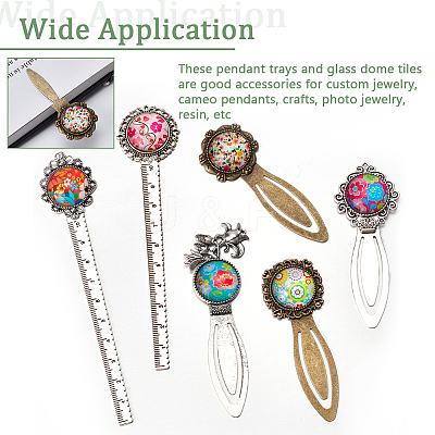 38pcs 14 Styles Alloy with  Iron Bookmark Cabochon Setting FIND-NB0005-25-1