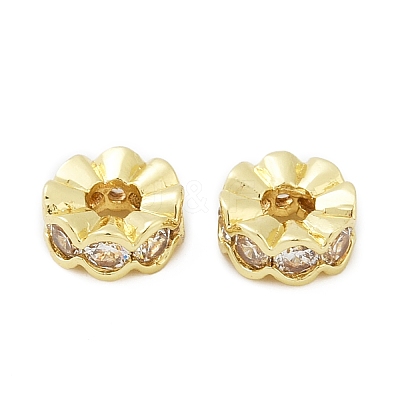 Brass Micro Pave Clear Cubic Zirconia Spacer Beads KK-L235-04G-1