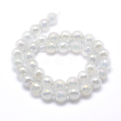 Electroplated Natural Agate Beads Strands G-O164-01B-8mm-1