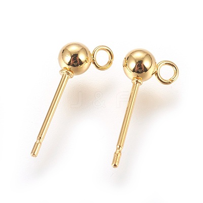 304 Stainless Steel Ball Stud Earrings Findings X-STAS-P227-17G-1