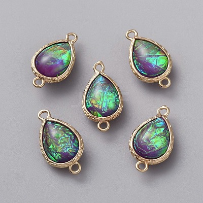 Resin Imitation Shell/Opal Connector Charms RESI-WH0035-61B-1