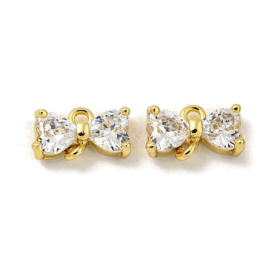 Brass Clear Cubic Zirconia Connector Charms KK-G490-10G-1