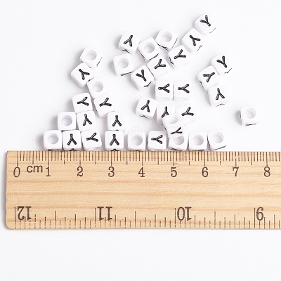 Acrylic Horizontal Hole Letter Beads PL37C9308-Y-1