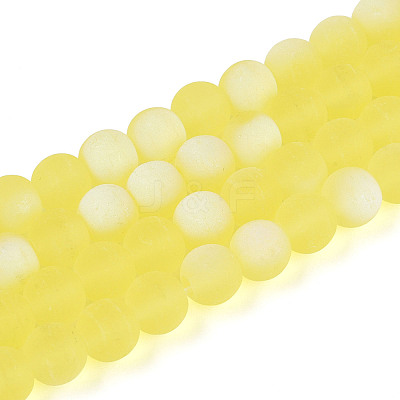 Frosted Transparent Glass Beads Strands GLAA-T032-T8mm-MBB12-1