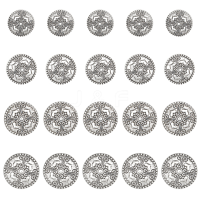 20Pcs 4 Styles Alloy Shank Buttons BUTT-DR0001-05AS-1